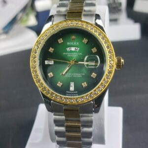 Rolex luxurious stylish stone gold green